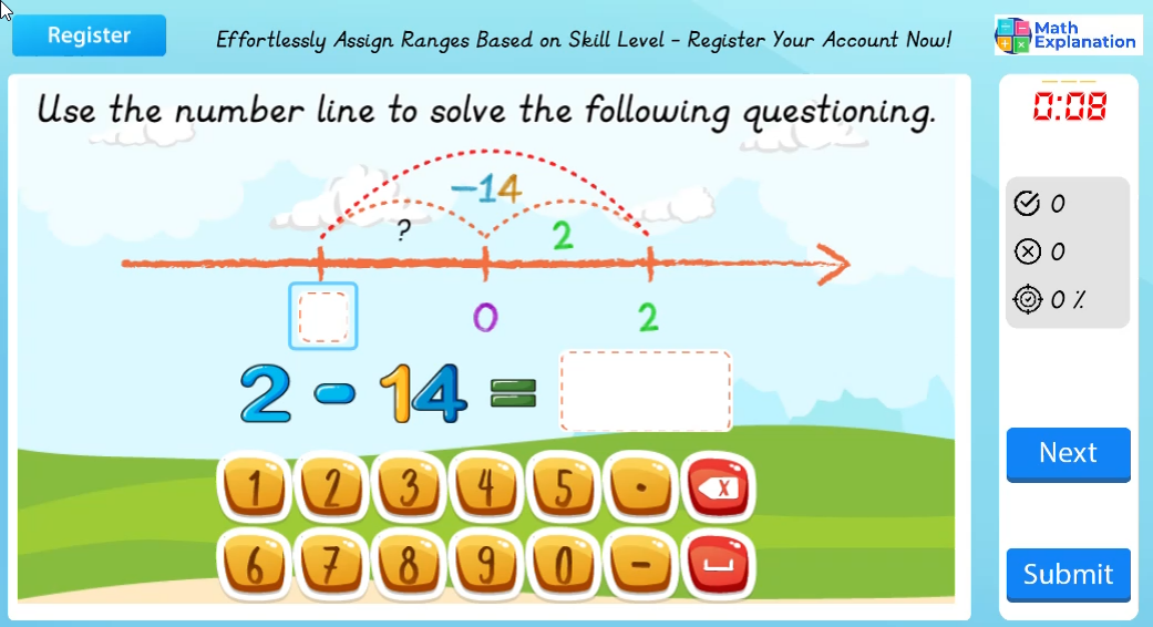 Subtraction involving answers with negative numbers