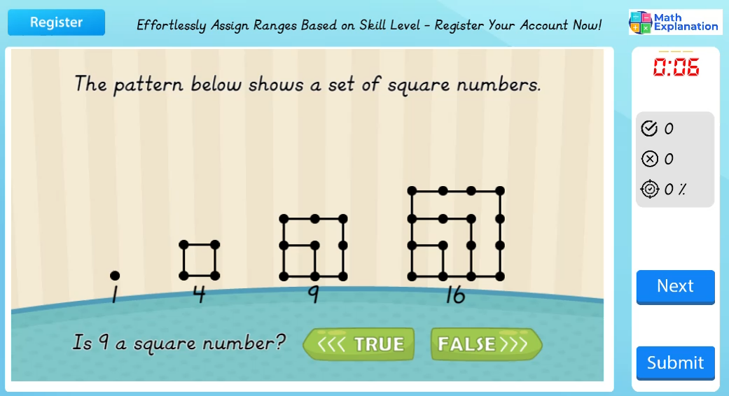 Identifying square numbers
