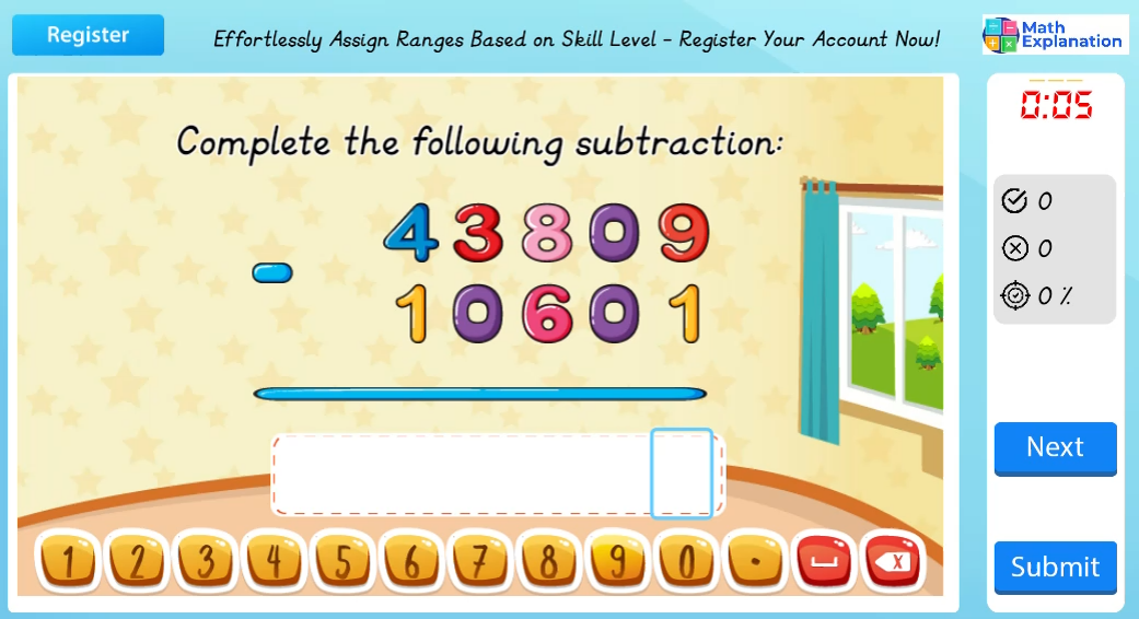 Vertical subtraction without borrowing