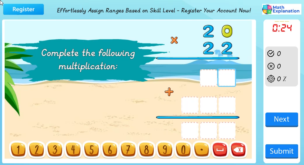 Vertical multiplication with 2 digits