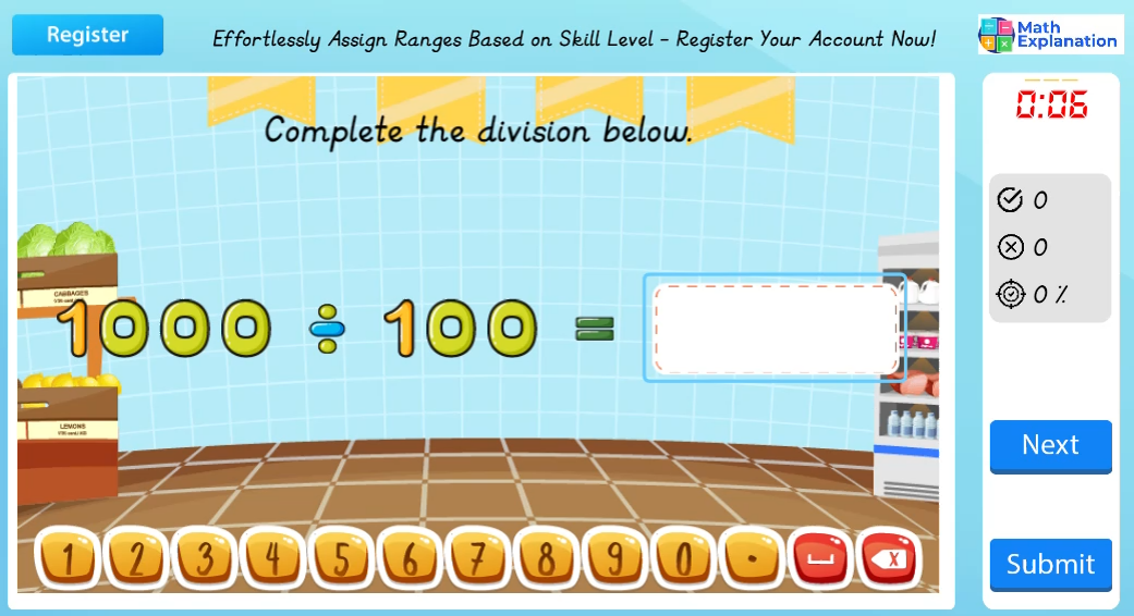 Dividing a number by 10, 100, 1000