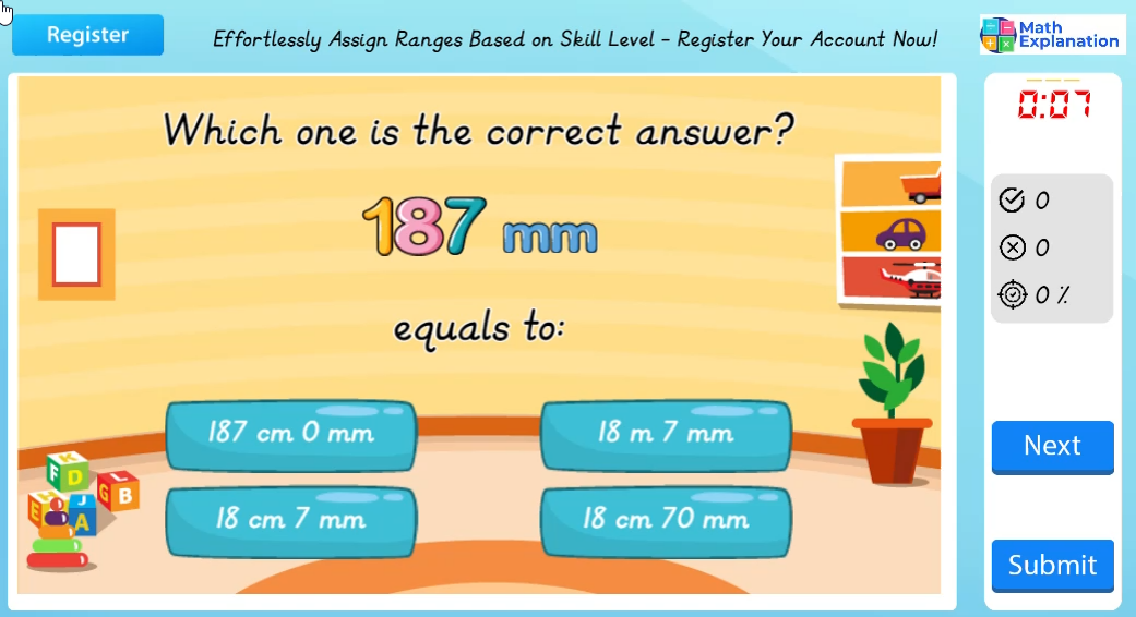 Conversion of length: Millimetres to centimetres