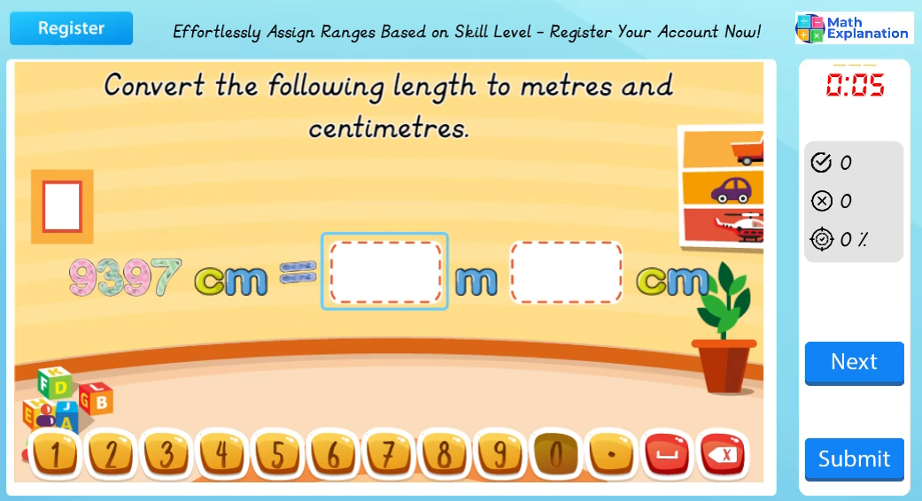 Conversion of length: Metres to centimetres