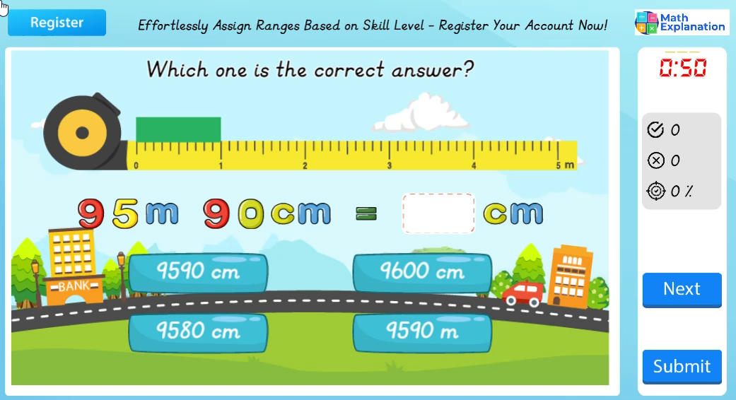Conversion of length: Centimetres to metres