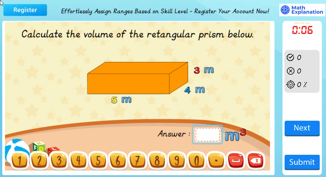 Calculating the volume of rectangular prisms
