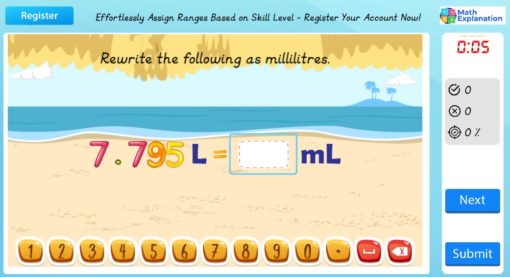 Converting of mass: Litres to millilitres
