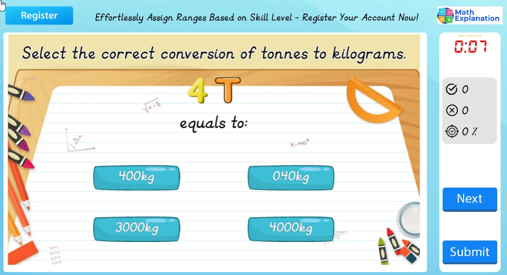 Conversion of mass:Tonnes to kilograms