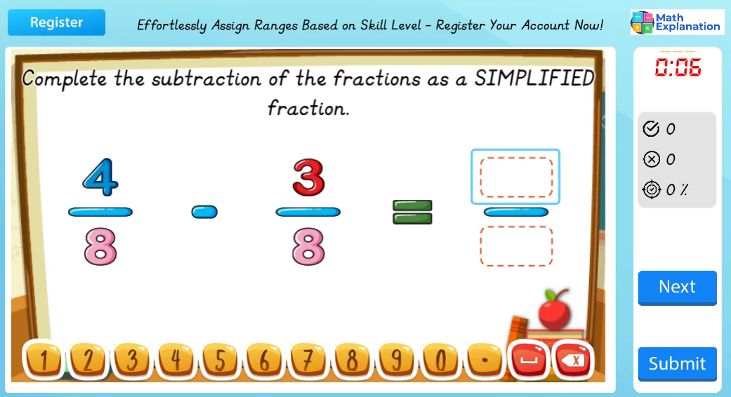 Subtracting fractions