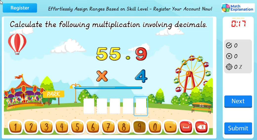 Multiplying decimals by 1 digit