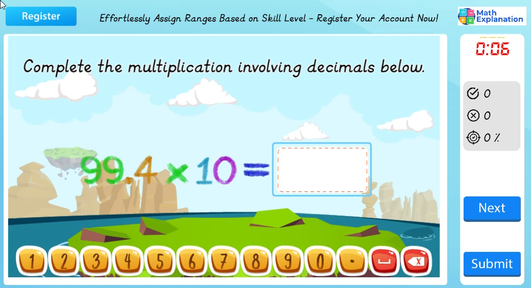 Multiplying decimal numbers by 10, 100 and 1000