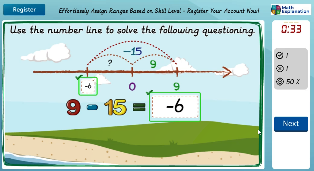 Subtraction involving answers with negative numbers - answer correct