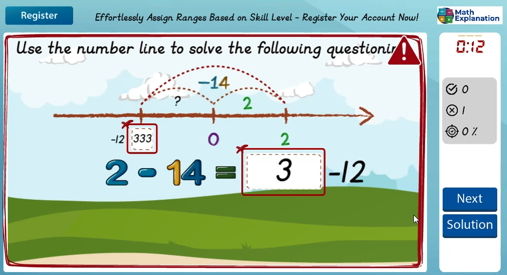 Subtraction involving answers with negative numbers - answer incorrect