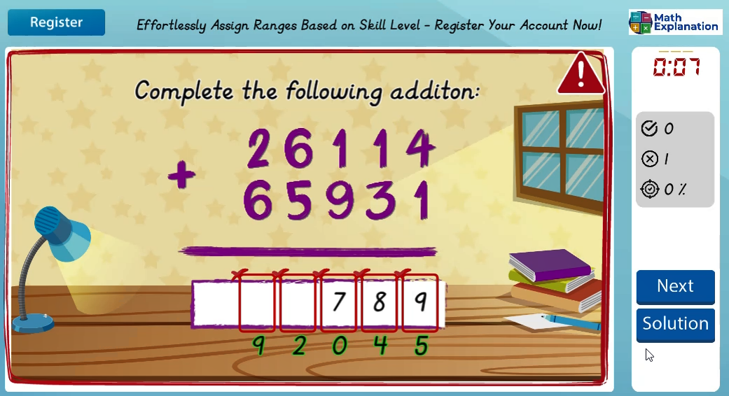 Vertical addition with carrying - answer incorrect