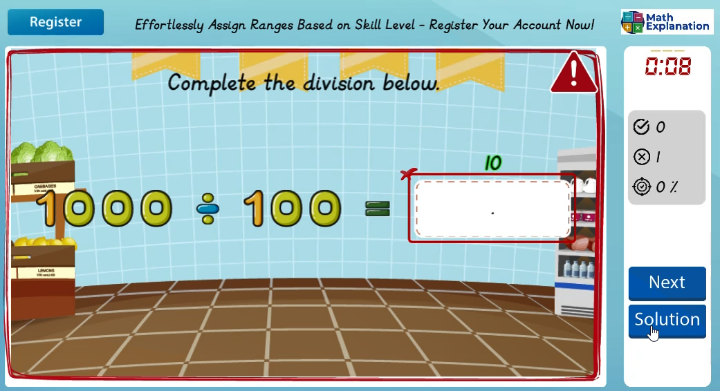 Dividing a number by 10, 100, 1000 - answer incorrect