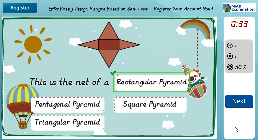 Connecting pyramids to their net - answer correct