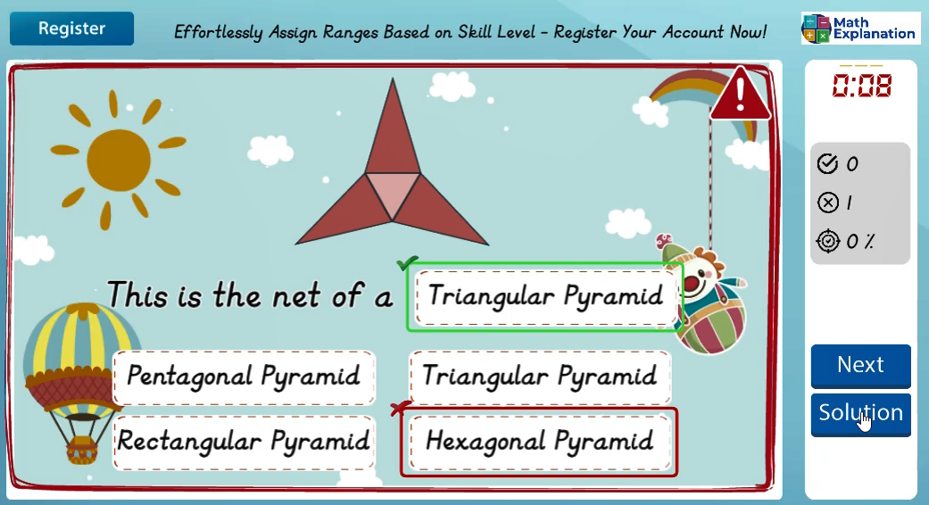 Connecting pyramids to their net - answer incorrect