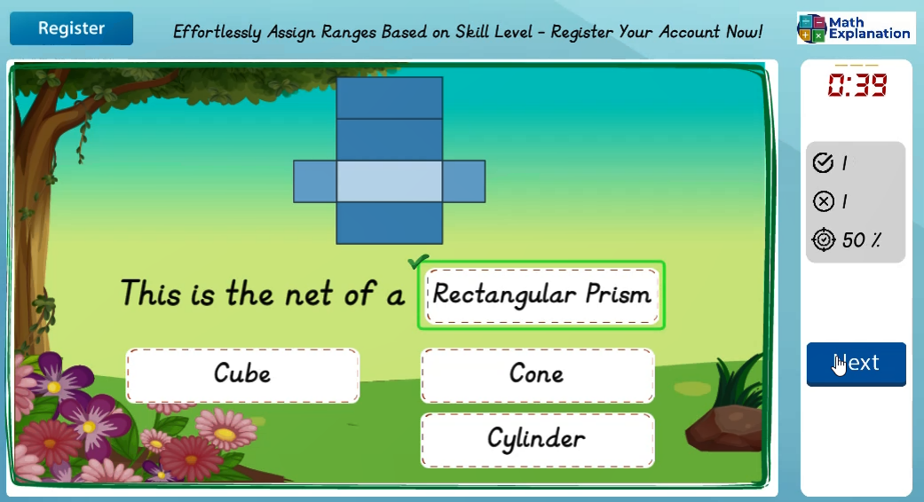 Connecting other shapes to their nets - answer correct