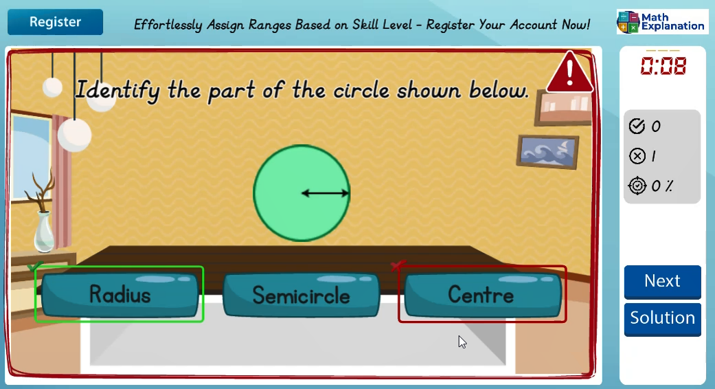 Features of a circle - answer incorrect