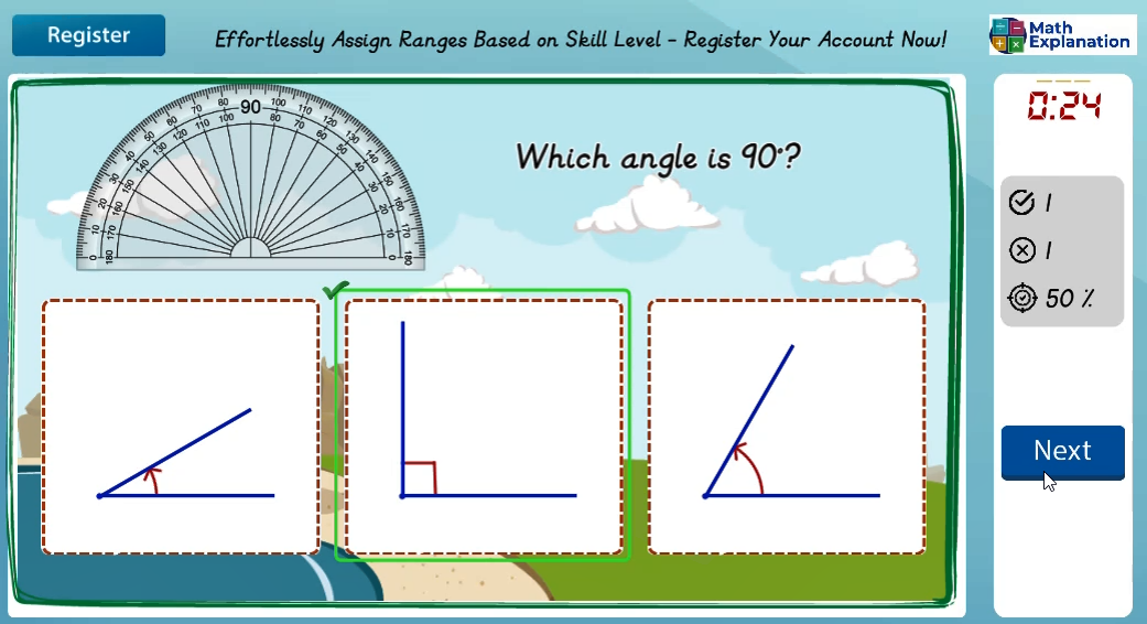 Finding angles: Up to 90 degrees - answer correct