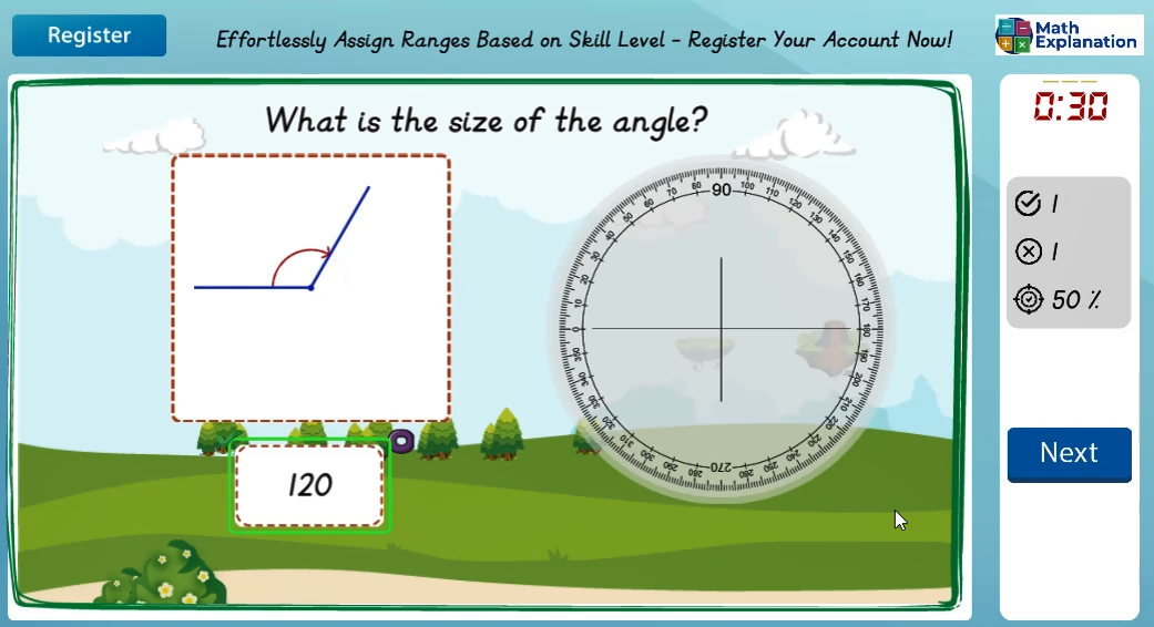 Finding angles: Up to 360 degrees - answer correct