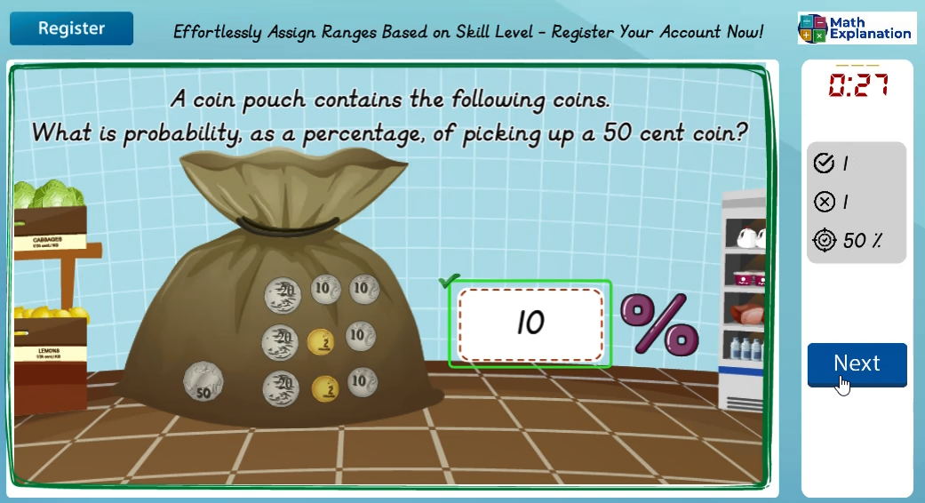 Describing probabilities: Percentage - answer correct