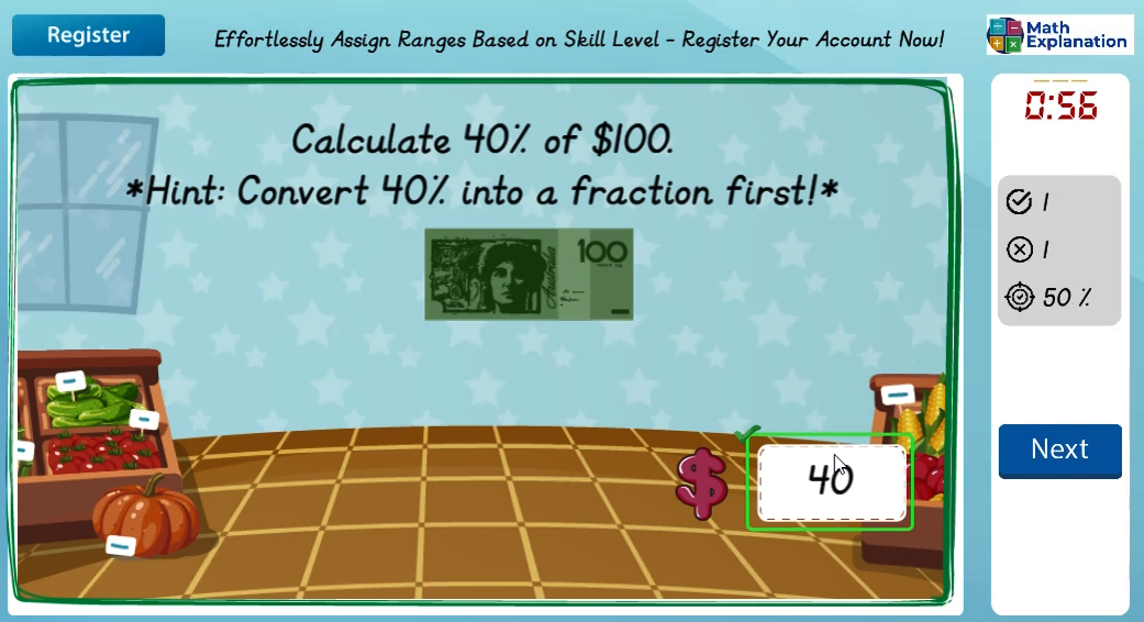 Percentage multiplication - answer correct