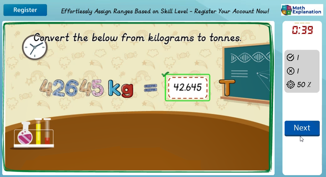 Conversion of mass: Kilograms to tonnes - answer correct