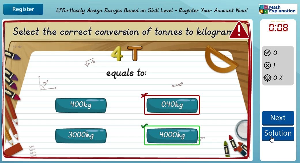 Conversion of mass:Tonnes to kilograms - answer incorrect