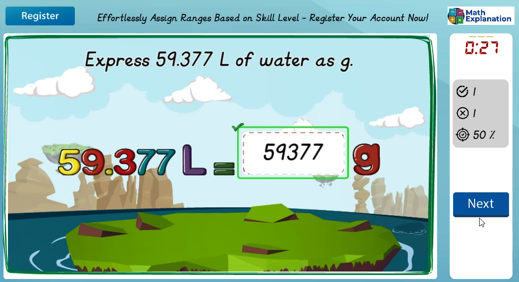 Relating the mass of 1L to 1KG - answer correct