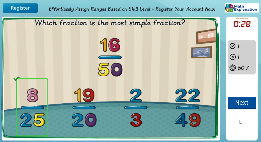 Simplifying fractions - answer correct