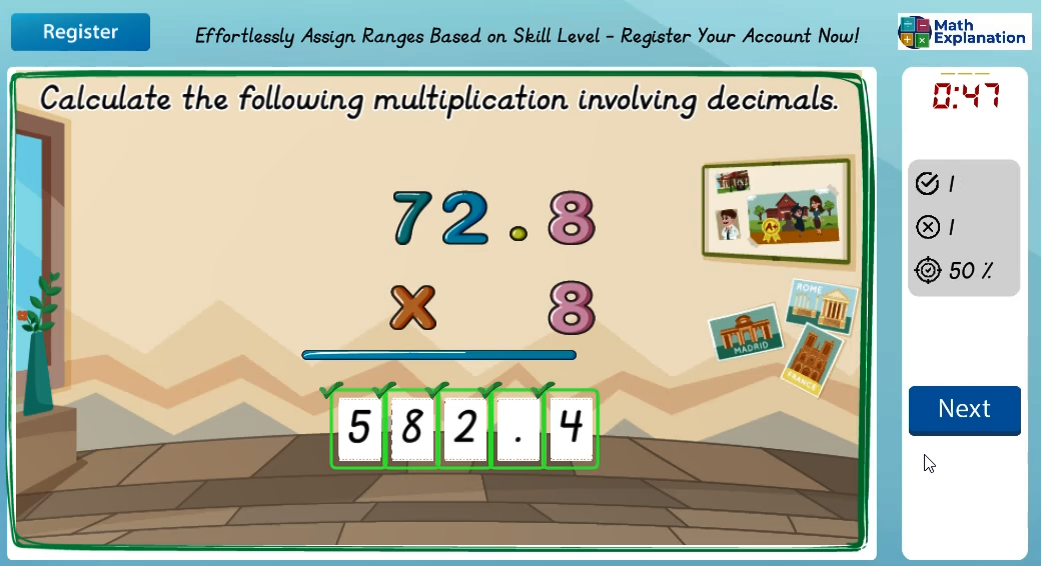 Multiplying decimals by 1 digit - answer correct