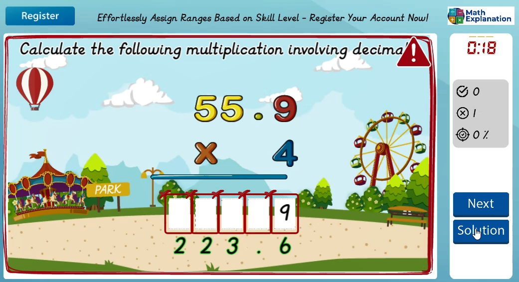 Multiplying decimals by 1 digit - answer incorrect