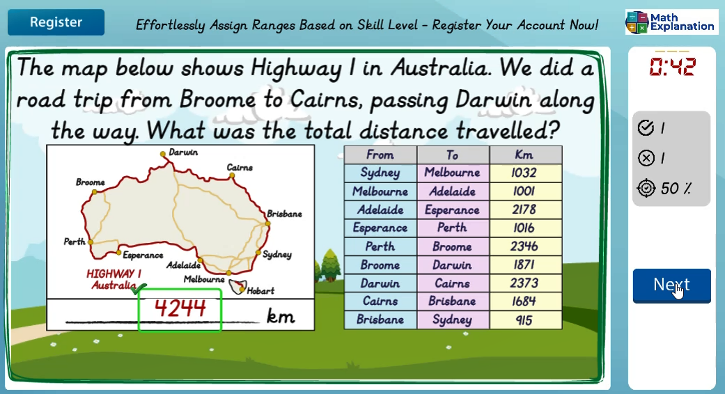 Problem solving involving addition - answer correct