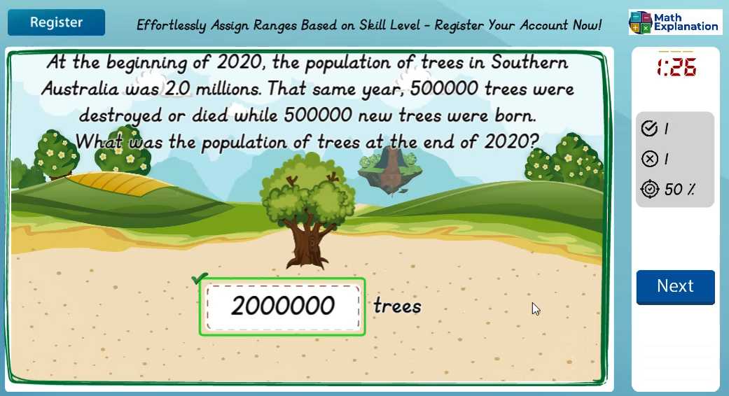 Problem solving involving addition and subtraction - answer correct