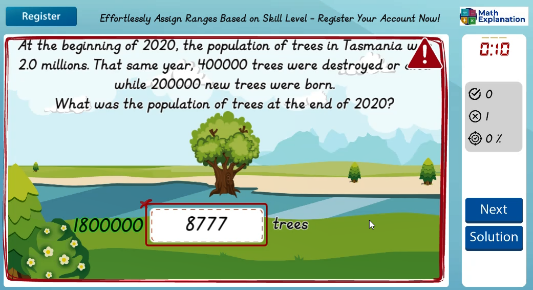 Problem solving involving addition and subtraction - answer incorrect