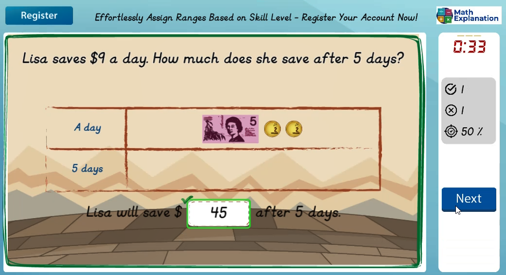Problem solving involving multiplication - answer correct