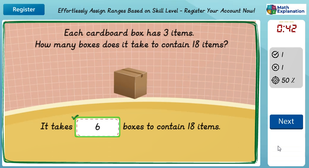 Problem solving involving division - answer correct
