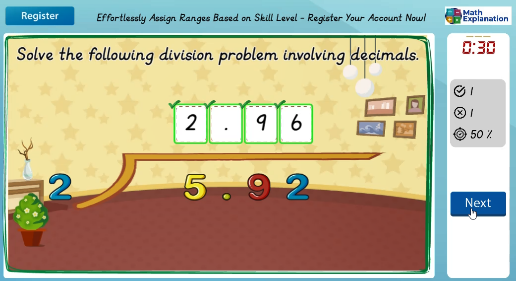 Dividing decimals - answer correct