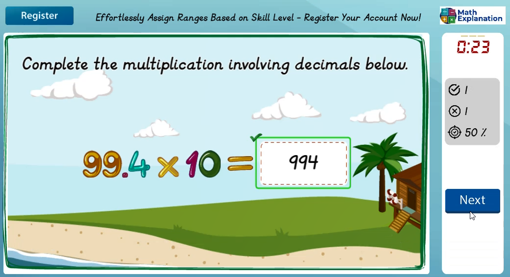 Multiplying decimal numbers by 10, 100 and 1000 - answer incorrect