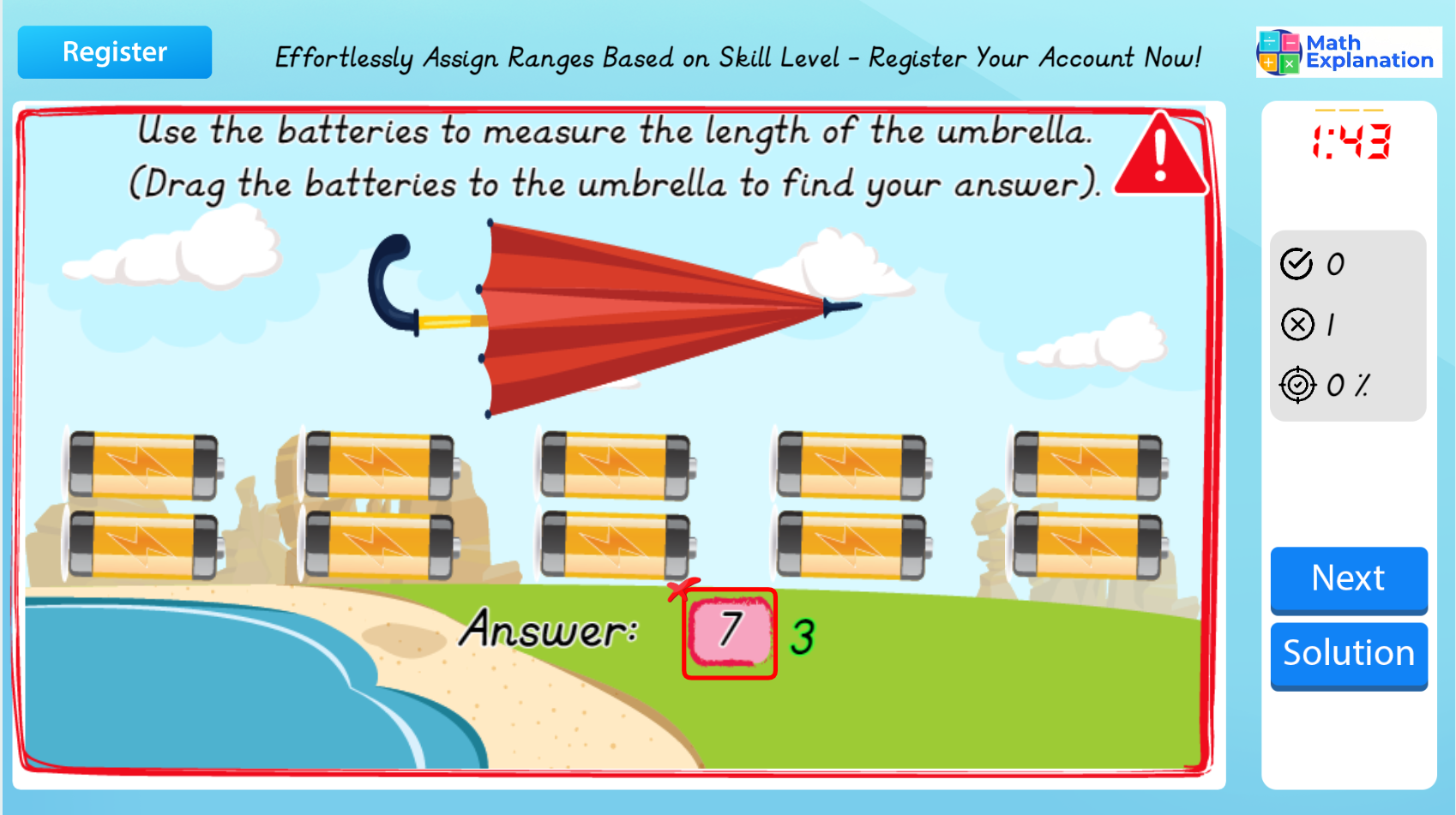 Measuring lengths using informal units - answer incorrect
