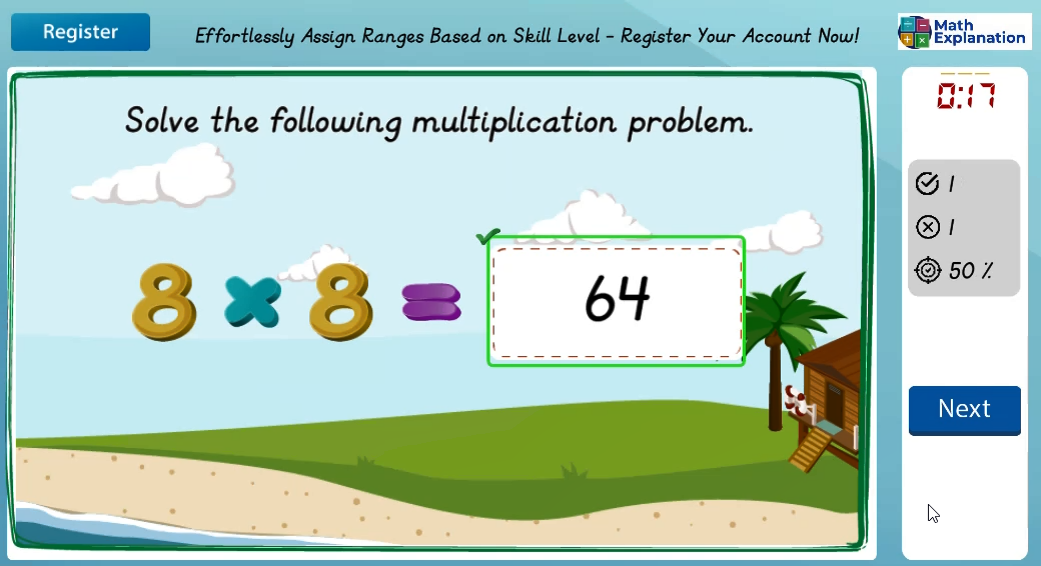 8 times table - answer correct