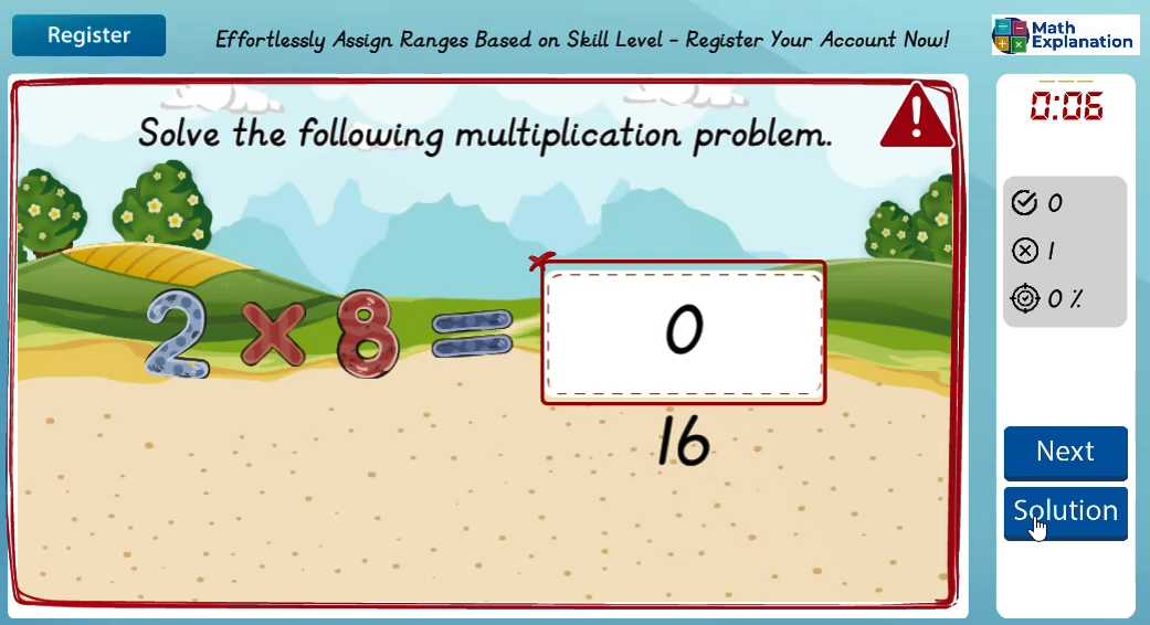 8 times table - answer incorrect