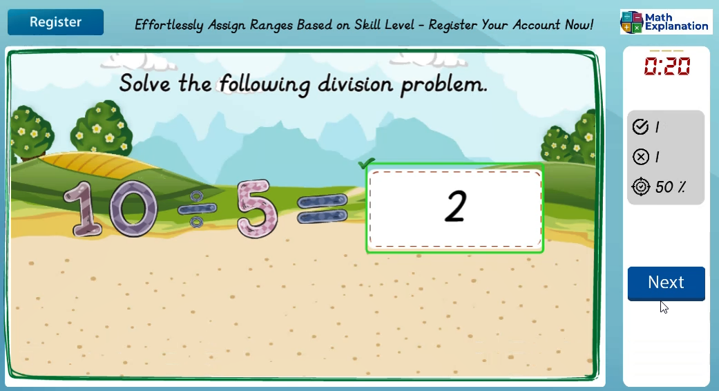 Division by 5 - answer correct