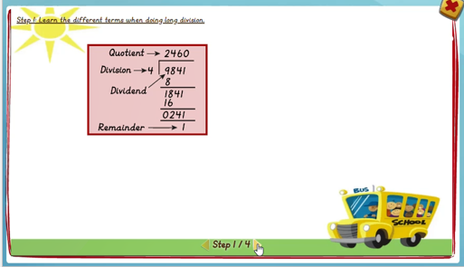 Algorithmic division: 1 digit divisor with remainders - solution 1