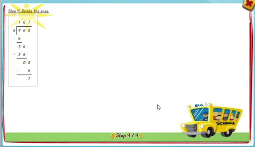 Algorithmic division: 1 digit divisor with remainders - solution 4