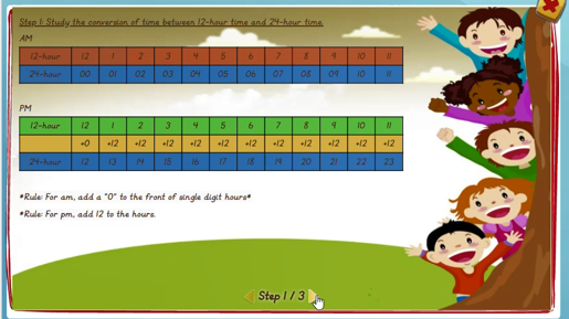 Writing 12-hour time in 24-hour time: Analog to digital - solution 1
