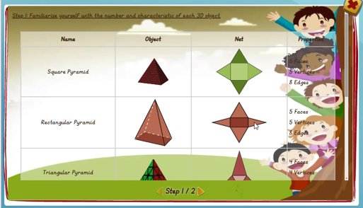 Connecting pyramids to their net - solution 1