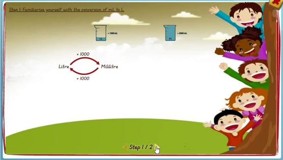 Converting of mass: Millilitres to litres - solution 1