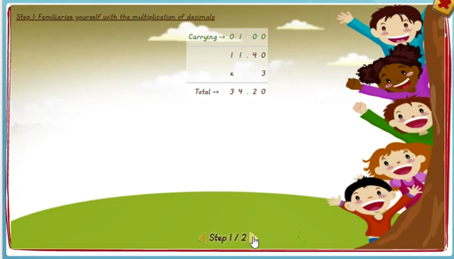 Multiplying decimals by 1 digit - solution 1