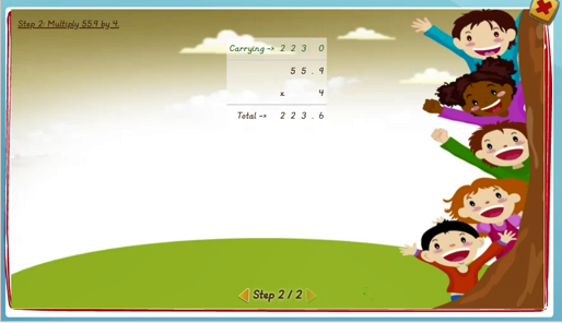 Multiplying decimals by 1 digit - solution 2
